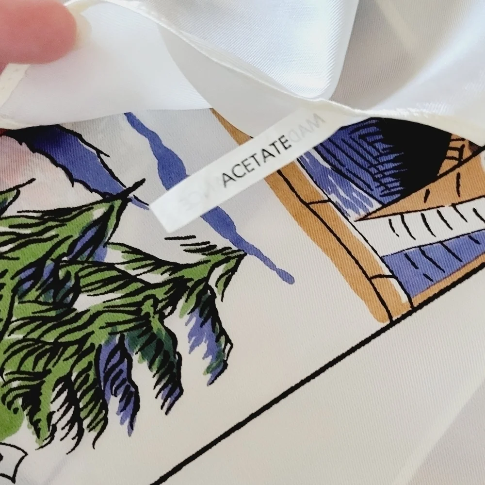 France map silky fabric acetate cream‎ color scarve with map